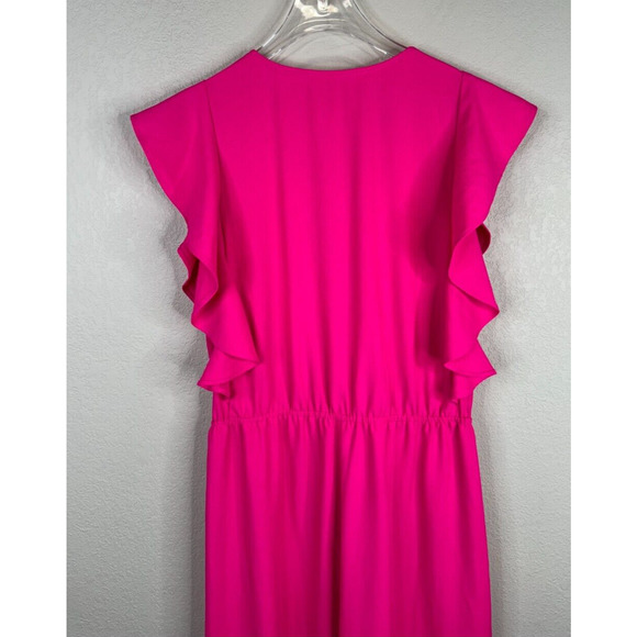 Hutch Women's One Piece Ruffle Wrap Jumpsuit Wide Leg Pink Size M - Picture 10 of 15